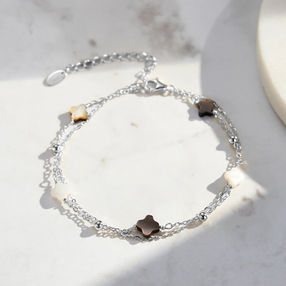 minimalist sterling silver clover bracelet Elegantia