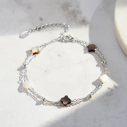 minimalist sterling silver clover bracelet Elegantia