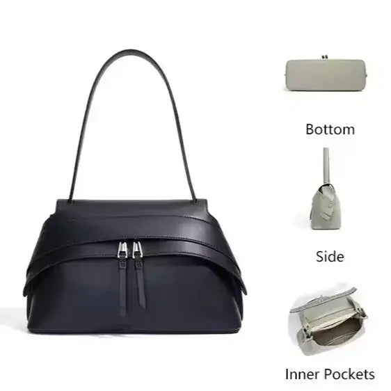 genuine leather handbag brown with organised interior