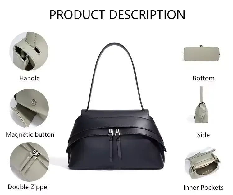 under arm silhouette genuine leather bag product description