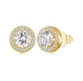 Sparkling Round Zircon Stud Earrings – 18K Gold Plated 925 Sterling Silver