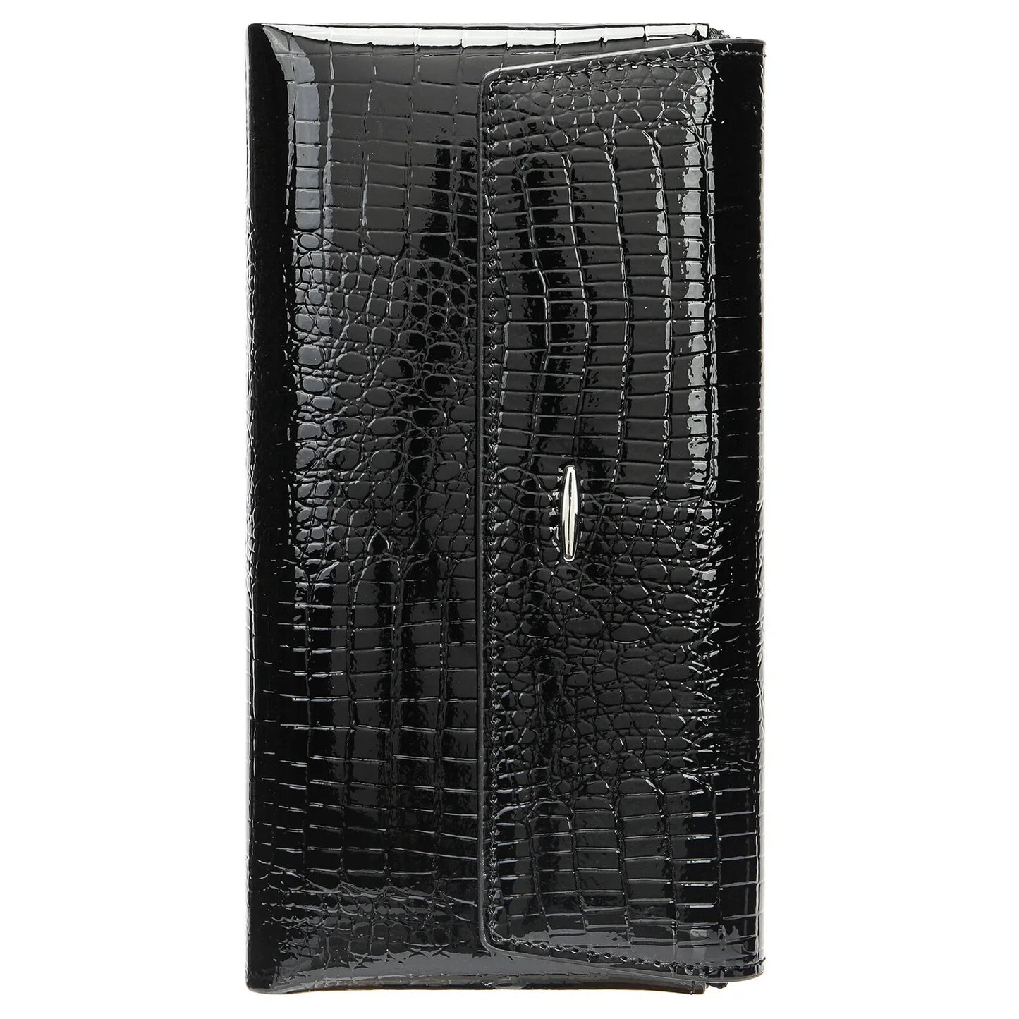 Elegant black leather wallet long style