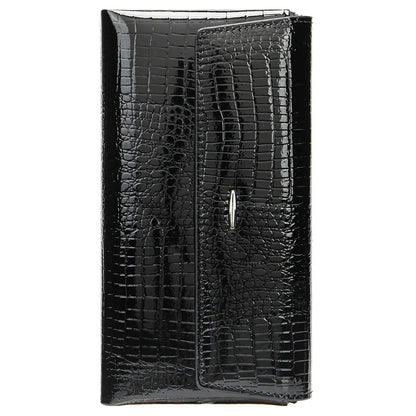 Elegant black leather wallet long style