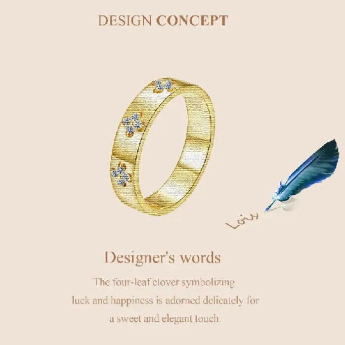 lucky clover gold ring top view sparkle