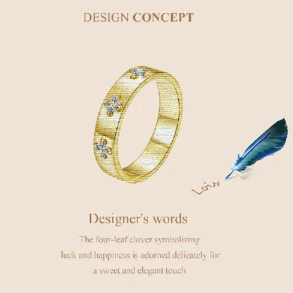 lucky clover gold ring top view sparkle