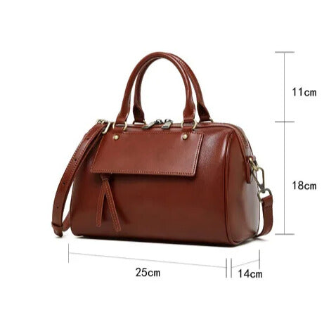 Stylish vintage Boston leather crossbody bag for women 