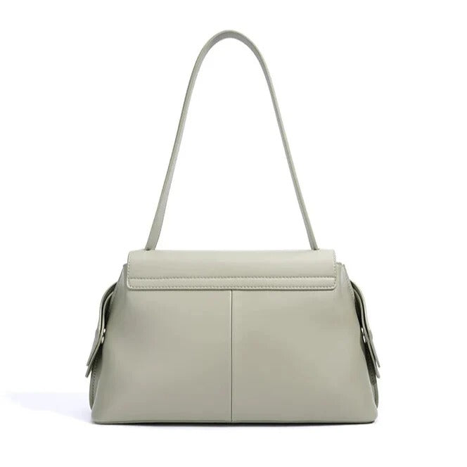Minimalist green genuine leather bags for daily use for woman
