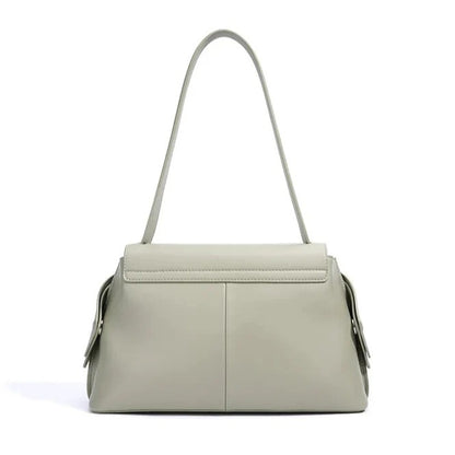 Minimalist green genuine leather bags for daily use for woman