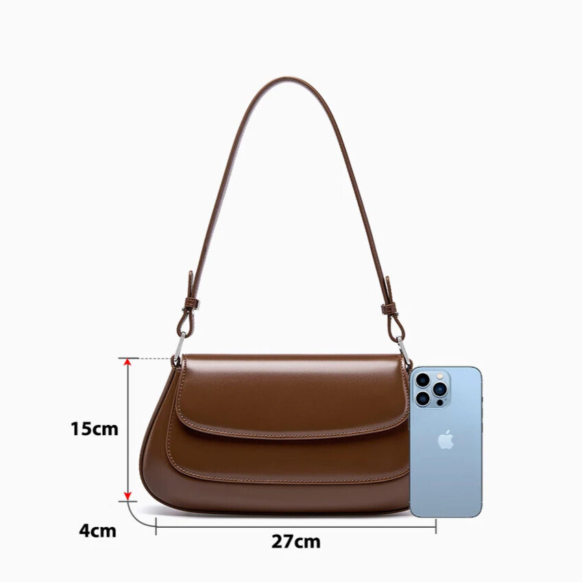 Genuine leather shoulder bag crossbody bag brown size