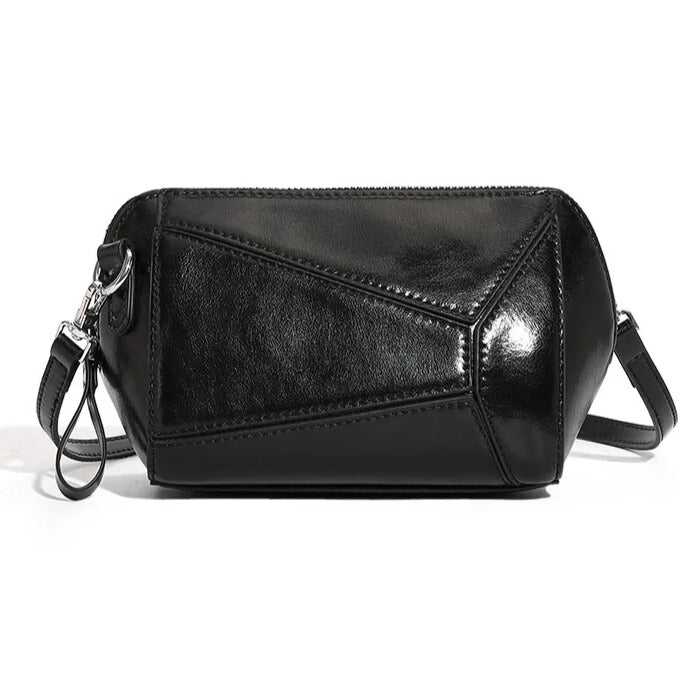 versatile leather shoulder and crossbody bag black