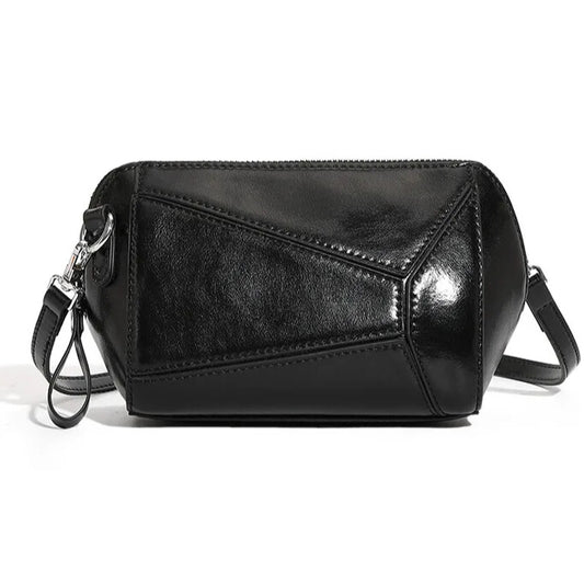versatile leather shoulder and crossbody bag black