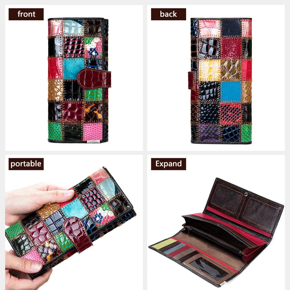 Premium women’s leather clutch with organised interior and zip pocket