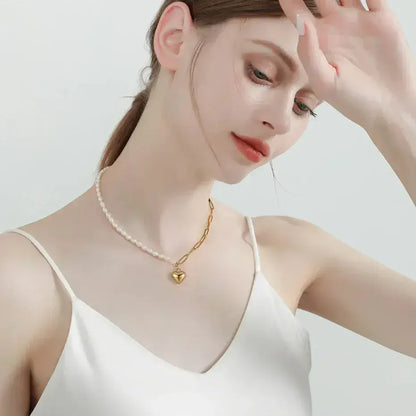 925 sterling silver pearl heart necklace