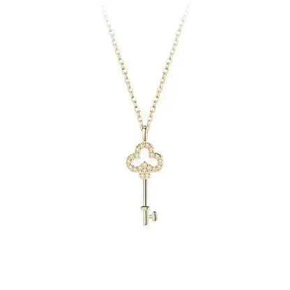 18K gold plated clover key pendant necklace