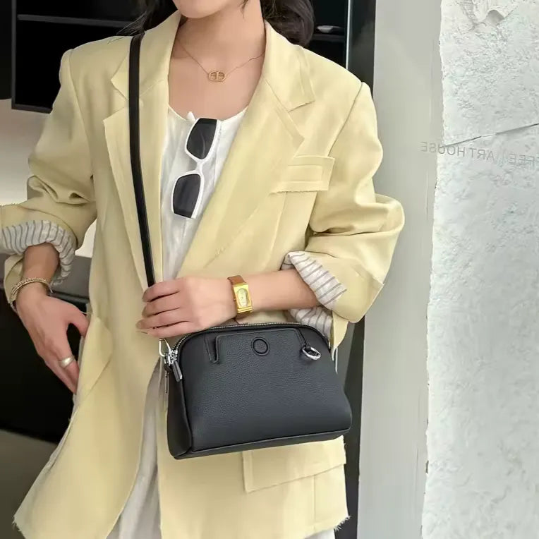 womens vintage leather mini crossbody black