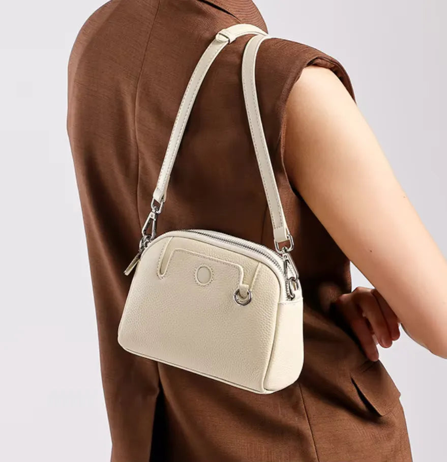 womens vintage leather mini crossbody cream