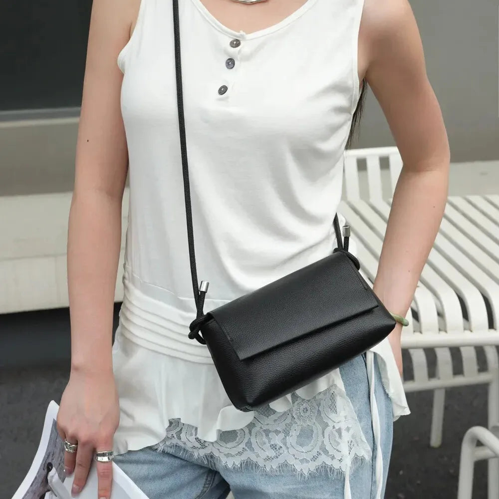 womens black leather mini handbag elegantia