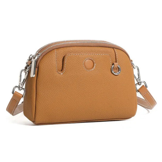 Elegant small brown shoulder bag — minimalist vintage design