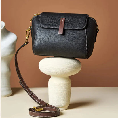 Isla Mini vintage black leather crossbody bag