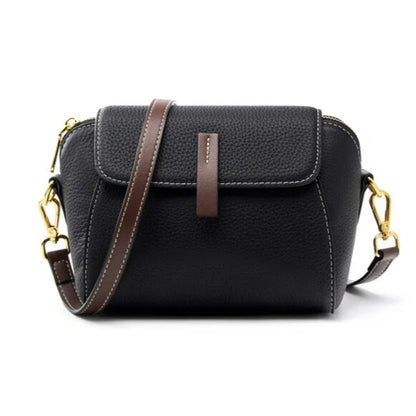 Isla Mini - Vintage black Leather Crossbody Bag - Elegantia