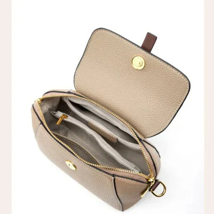 women blue, khaki or black leather mini handbag organised interior