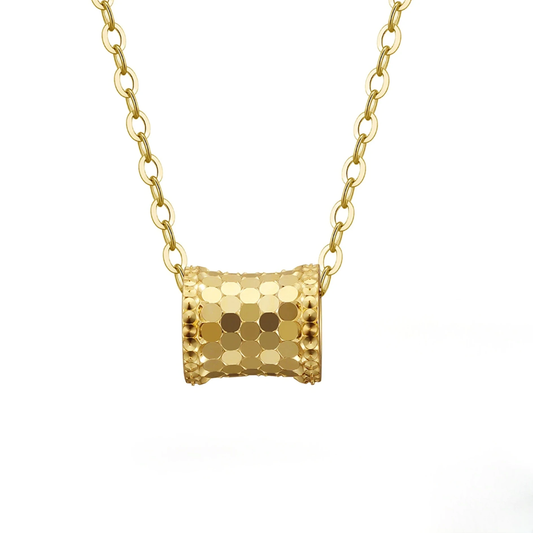 Minimalist 925 silver gold plated necklace, polished pendant detail