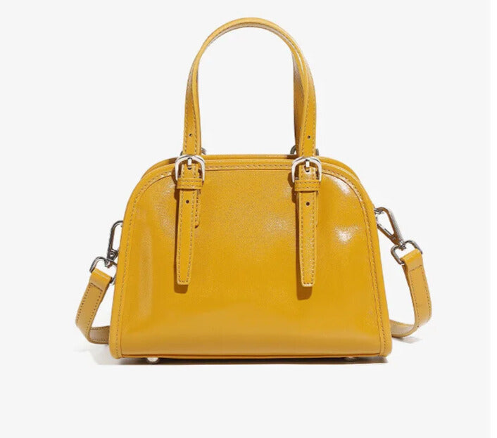 eleganzia minimalist yellow leather crossbody bag for women