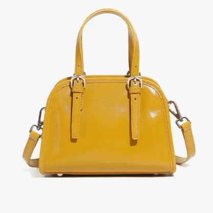 minimalist leather crossbody bag in genuine leather yellow colour