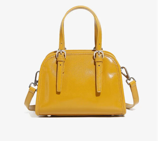 Eleganzia minimalist yellow leather crossbody bag for women