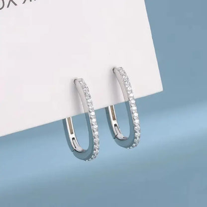 silver zirconia hoops front view