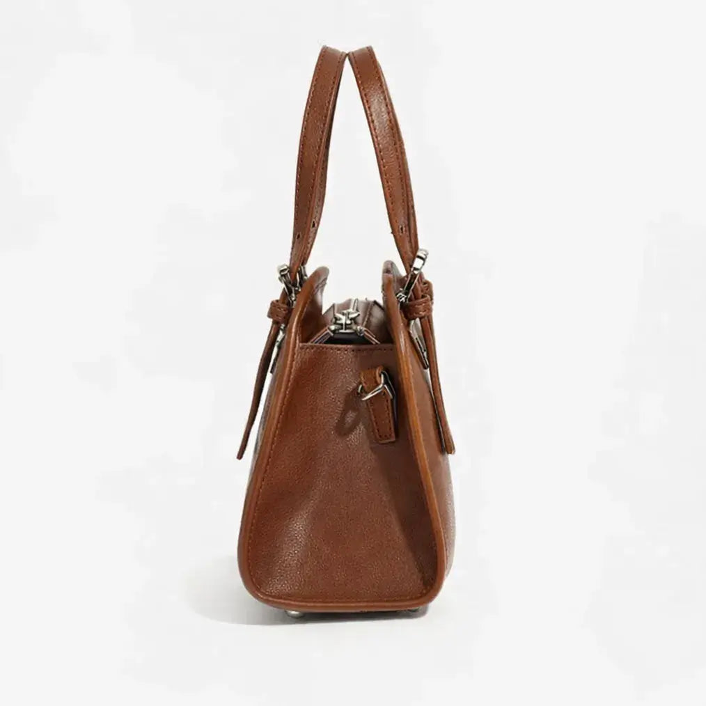 soft structured brown crossbody bag side view