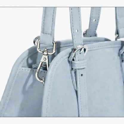 baby blue leather crossbody bag with adjustable strap