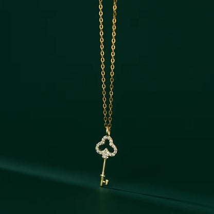 women’s sterling silver clover key pendant luxury gift