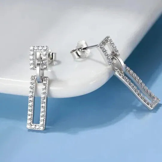 sterling silver rectangle earrings day-to-night style