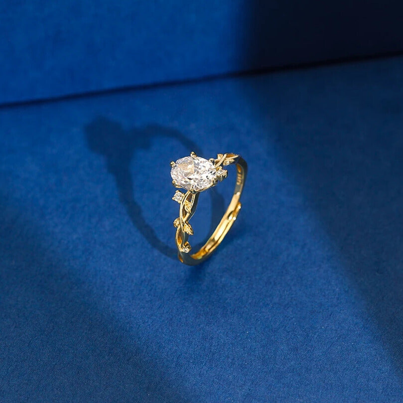 women’s sterling silver gold plated open ring oval-cut stone delicate profile