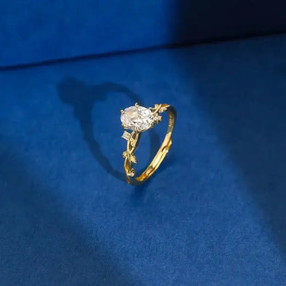 adjustable gold ring oval cut stone profile