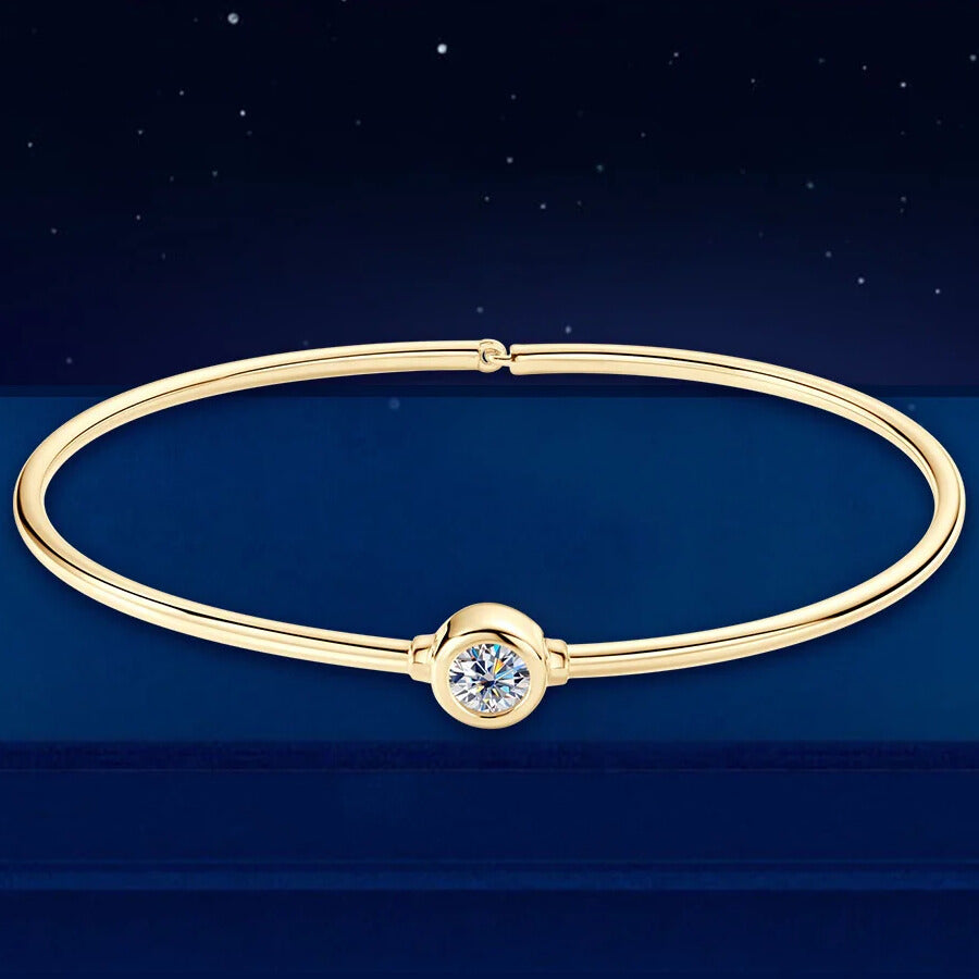 Women’s Moissanite Bangle Bracelet in Silver & Gold – Elegant Everyday Jewellery