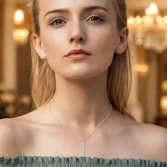 minimalist moissanite Y necklace for women in silver