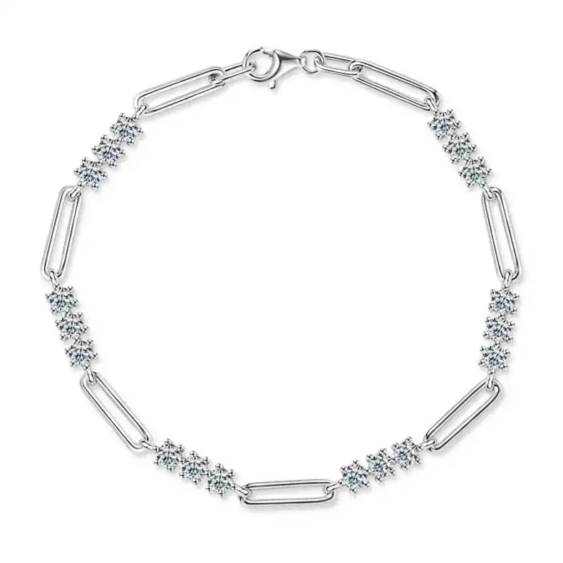 moissanite paper clip bracelet in 925 sterling silver