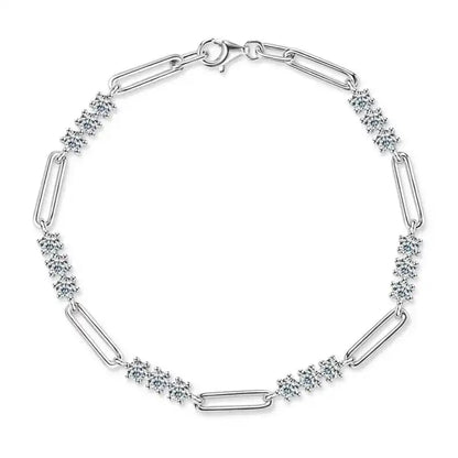 moissanite paper clip bracelet in 925 sterling silver