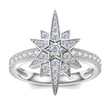 Luxurious 925 Sterling Silver Star Ring with Moissanite and Cubic Zirconia