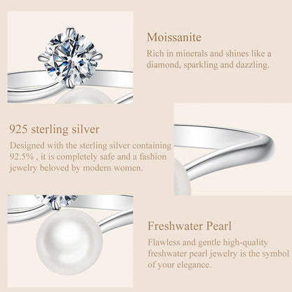 Minimalist open band ring in 925 silver with moissanite brilliance