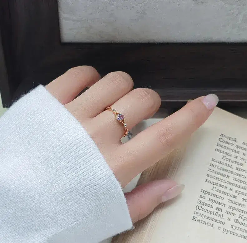 delicate oval amethyst gemstone ring for women