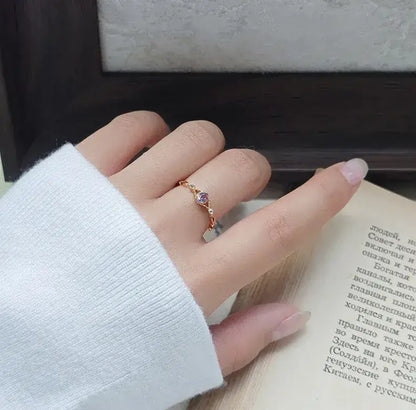 delicate oval amethyst gemstone ring for women