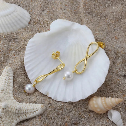 minimalist 18k gold plated pearl earrings elegantia