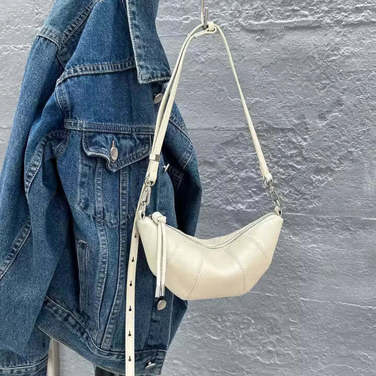 Ophelia Classic – Minimalist Soft Leather Crossbody for Women - Beige - Elegantia