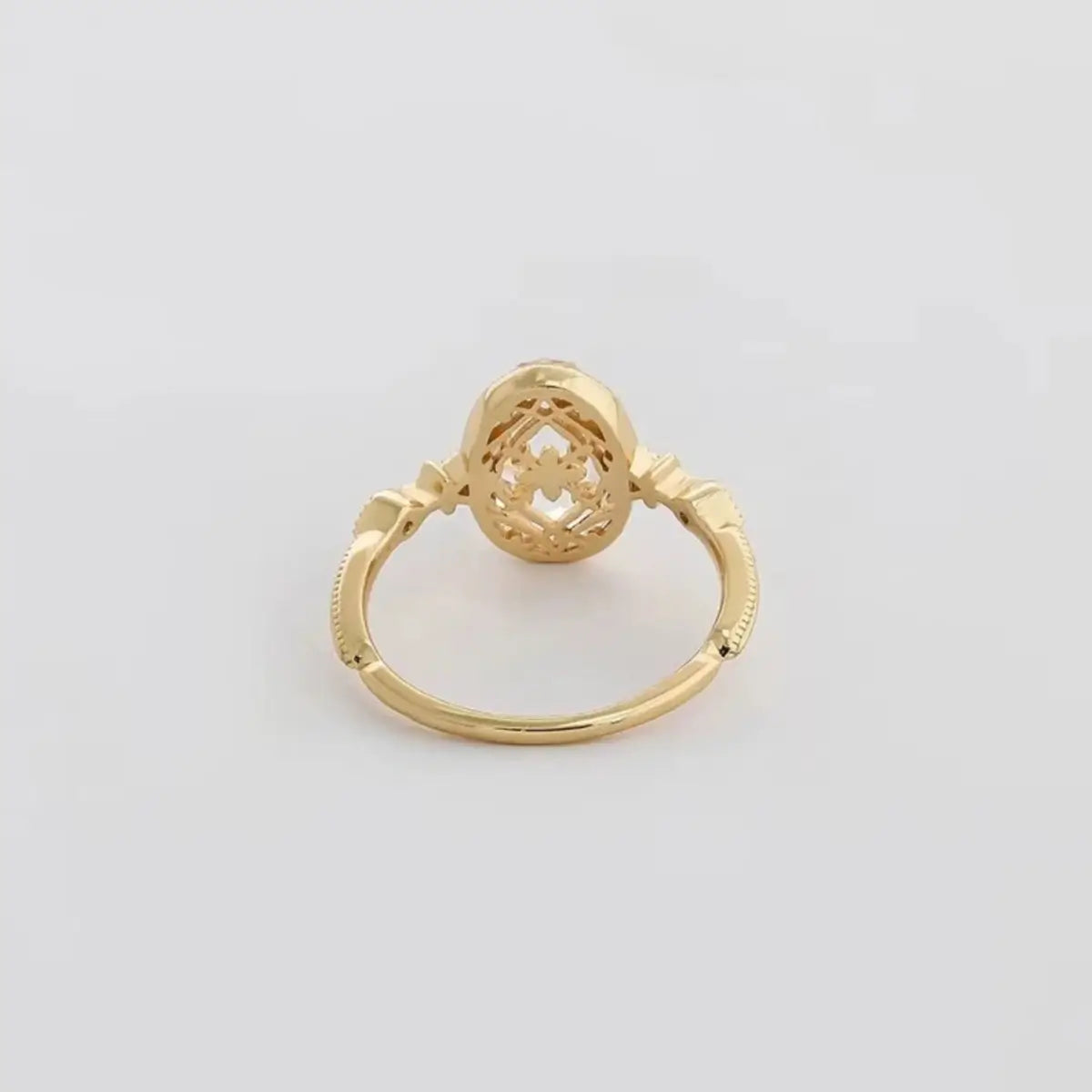 detailed view of gold vermeil oval statement ring