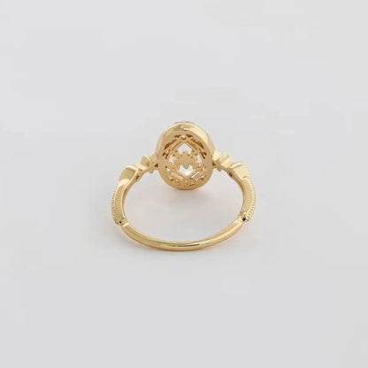 detailed view of gold vermeil oval statement ring