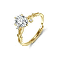 Oval Solitaire Cubic Zirconia - 14K Gold Plated Adjustable Open Ring