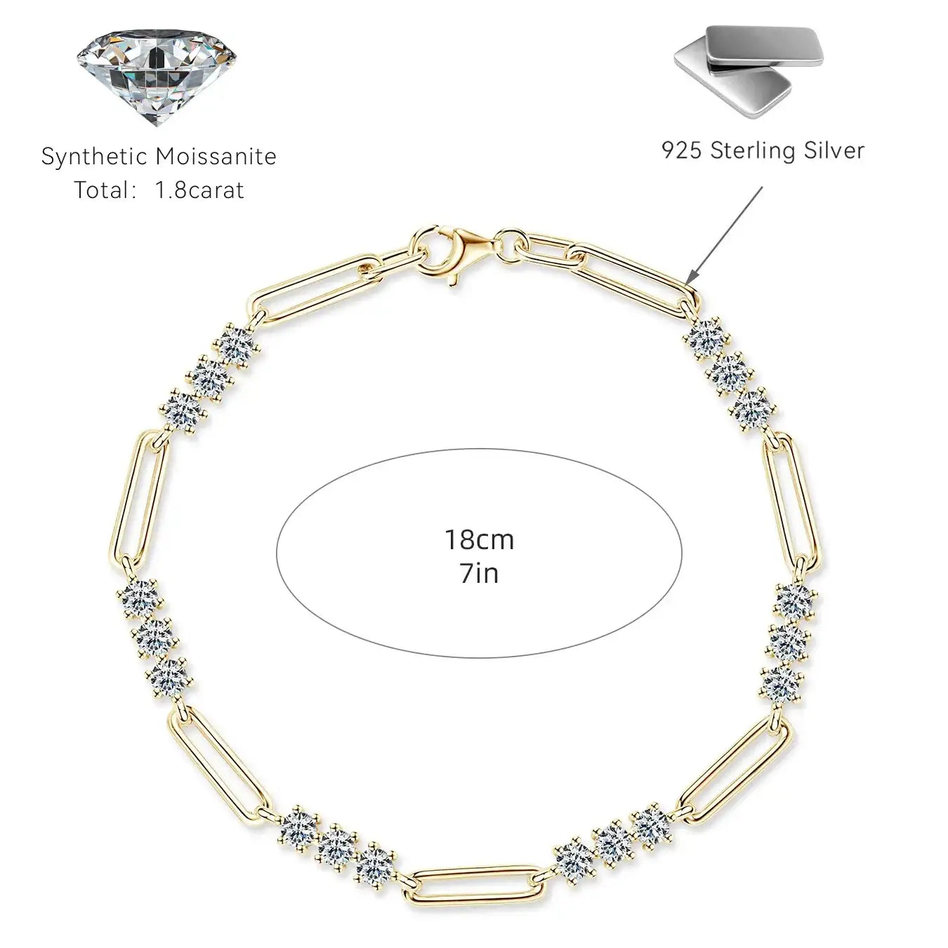 Refined gold paperclip bracelet detail